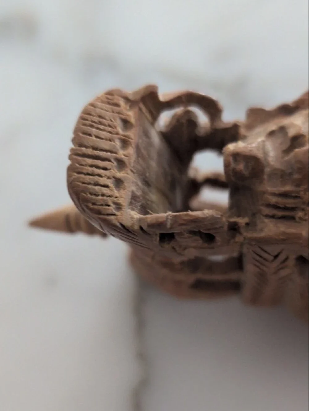 Hand-Carved Wooden Elephant Accent - Brown
